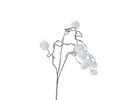 Slika Grana dekorativna sa pahuljastim kuglama 69cm.