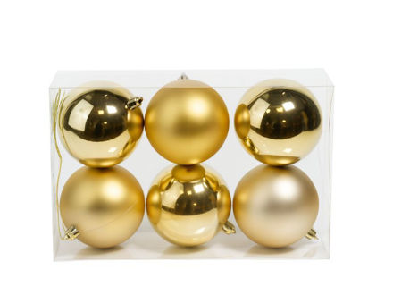 Slika Plastične kuglice 8cm/6kom - sv.zlatna S/M