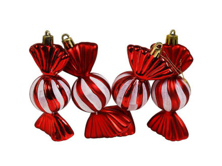 Slika Plastična kuglica Candy 11,5cm/4kom crvena S/M bijela