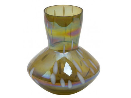 Slika Vaza staklo h22 d21cm; zelena s efektom