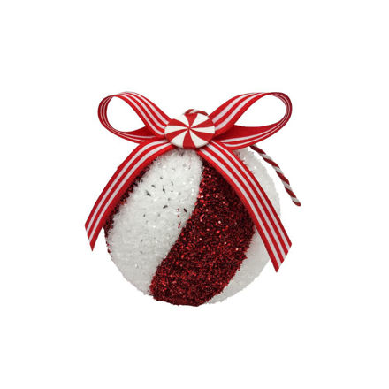 Slika Kuglica dekorativna 8cm; s/3; crvena/bijela s dekoracijom