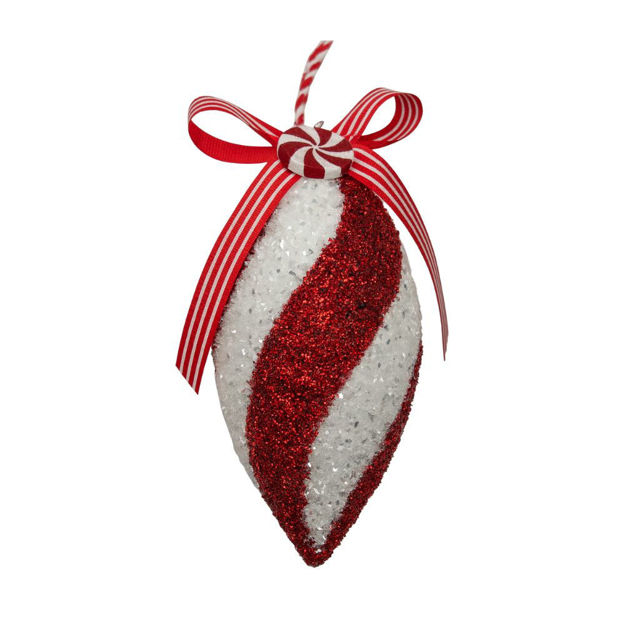 Slika Kuglica dekorativna 15cm; crvena/bijela s dekoracijom