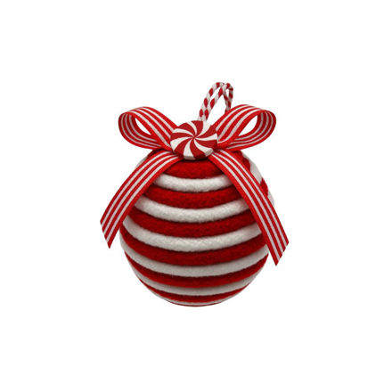 Slika Kuglica dekorativna 8cm; s/3; crvena/bijela s dekoracijom