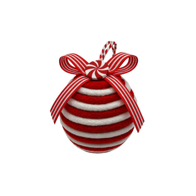 Slika Kuglica dekorativna 10cm; s/2; crvena/bijela s dekoracijom