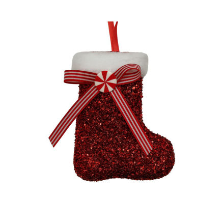 Slika  Dekoracija za bor čizmica 10x9cm; crvena/bijela