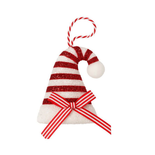 Slika Dekoracija za bor kapa 12x9cm; bijela/crvena