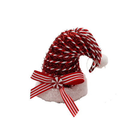 Slika Dekoracija za bor kapa 10x9x7cm; crvena/bijela