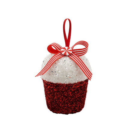 Slika Dekoracija za bor muffin 11x8x8cm; crvena/bijela