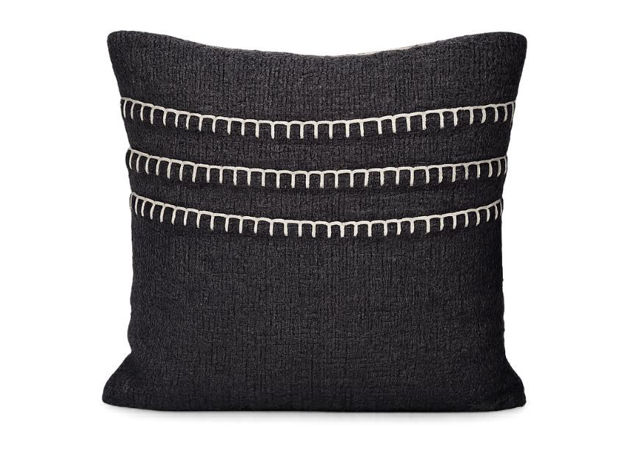 Slika Dekorativna jastučnica juta 50x50cm; crna s ukrasnim prošivom