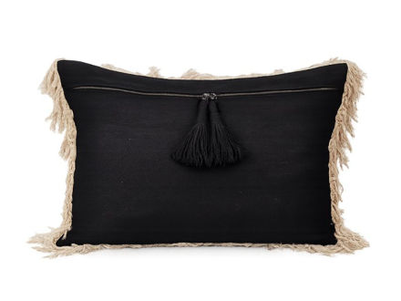 Slika Dekorativna jastučnica 40x60cm; crna s ukrasnim pompona