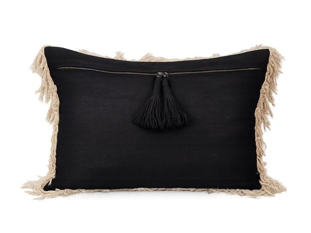 Slika Dekorativna jastučnica 40x60cm; crna s ukrasnim pompona