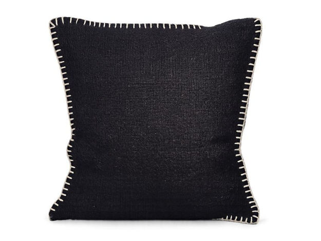 Slika Dekorativna jastučnica juta 50x50cm; crna s ukrasnim rubom