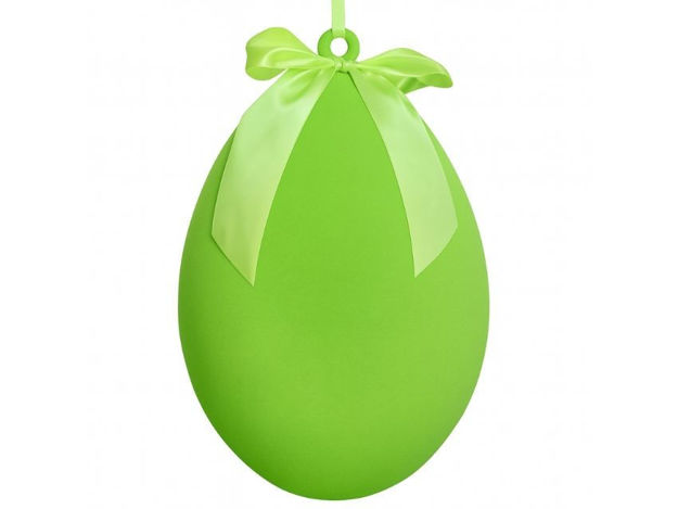 Slika Jaje dekorativno sa satenskom mašnom 40cm; pliš;sv.Zelena