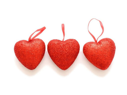 Slika Dekoracija srce 6cm. S/3; gliter; crvena