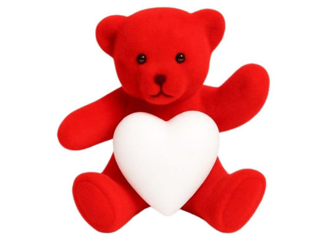 Slika Dekoracija medo sa srcem 12cm; crvena/bijela