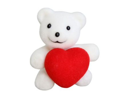 Slika Dekoracija medo sa srcem 7cm; bijela/crvena