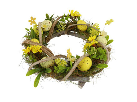 Slika Vijenac uskršnji s jajima 28cm zelena/žuta/krem