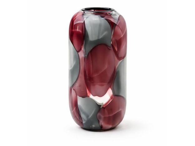 Slika Vaza staklo 17.5x12.5 h32.5cm; bordo/siva