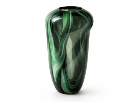 Slika Dekorativna vaza staklo 21x21 h32.5cm; skulptura; mix zelena