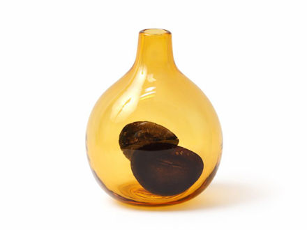 Slika Dekorativna vaza staklo 19x16 h23cm; amber/t.Smeđa