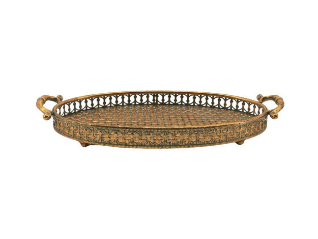 Slika Dekorativni pladanj metalni 52x25.5x7.5cm; zlatna